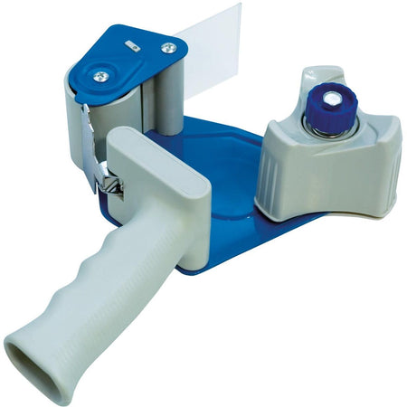 DONAU -   afroller voor verpakkingsplakband, metaal, voor rollen tot 50 mm, blauw-grijs