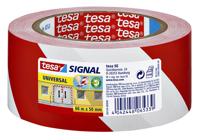 Warnband Tesa 58134 Rot/Weiß | 6 Stück