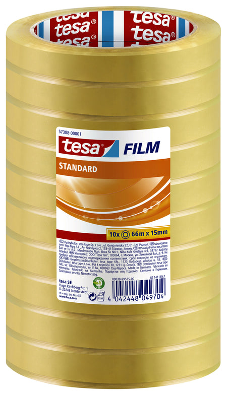 Tesa - Klebebandfolie® Standard 66mx15mm transparent 10 Rollen | 10 Stück