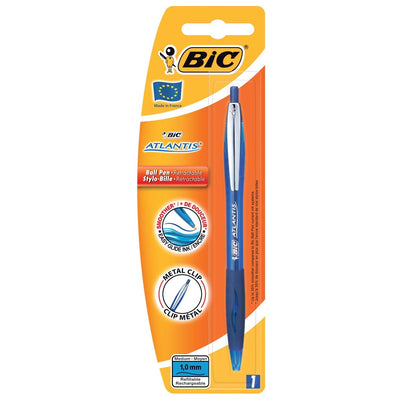 Bic - Kugelschreiber Atlantis Soft Metal Clip Clic Medium Blue Bister à 1 Stk