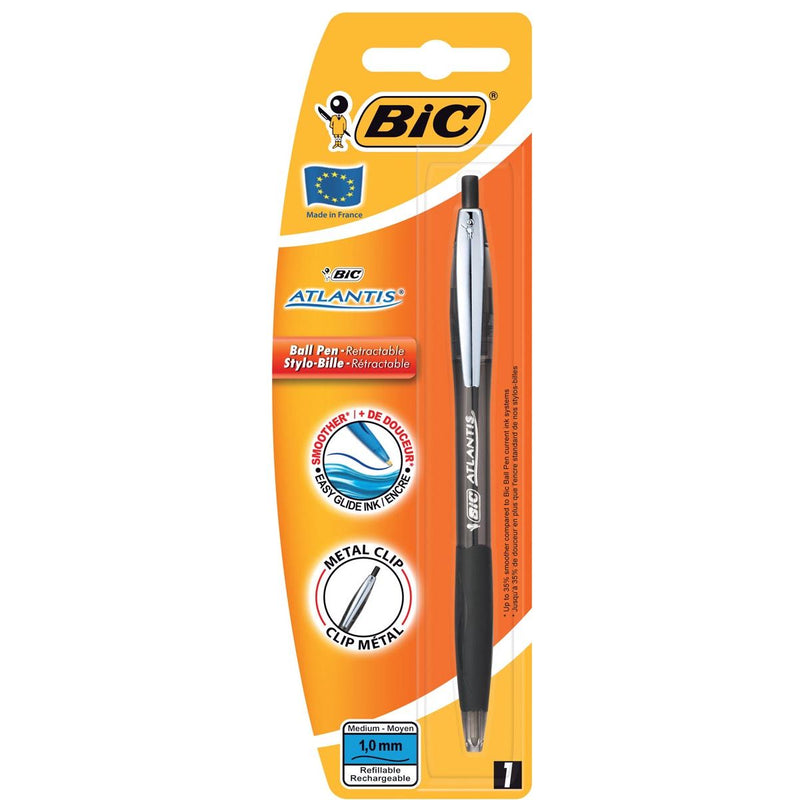 Bic - Kugelschreiber Atlantis Soft Metal Clip Clic Medium Black Bister à 1 Stk