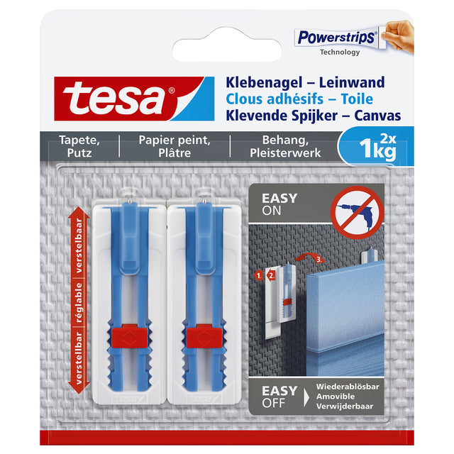 Klebriger Nagel Tesa für Leinwand auf Tapeten und Gips 1 kg | 8 Stücke