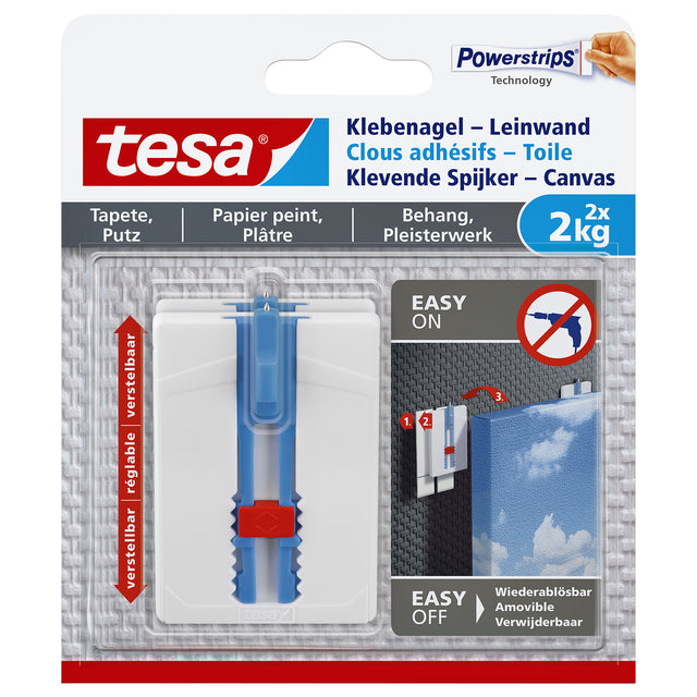 Klebriger Nagel Tesa für Leinwand auf Tapeten und Gips 2 kg | 8 Stücke