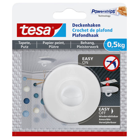 Tesa - Deckenhaken ® Tapetenputz selbstklebend 0,5 kg | 6 Stück