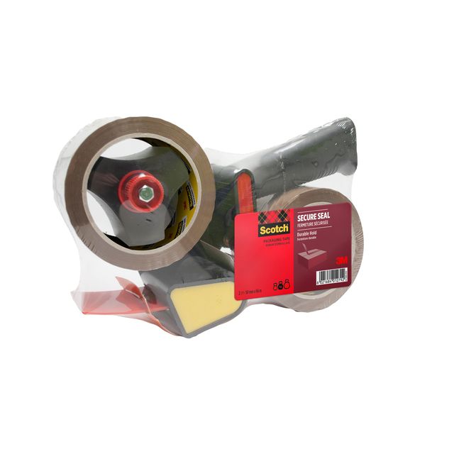 Scotch - Verpackungsspender mit 2 Rollen, sicherer Verschluss, 50 mm x 66 m, braun