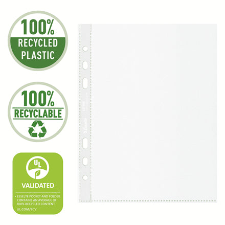 Esselte – perforierte Ausstellungstasche, 100 % recycelt, ft A5, 70 Mikron, Karton mit 100 Stück