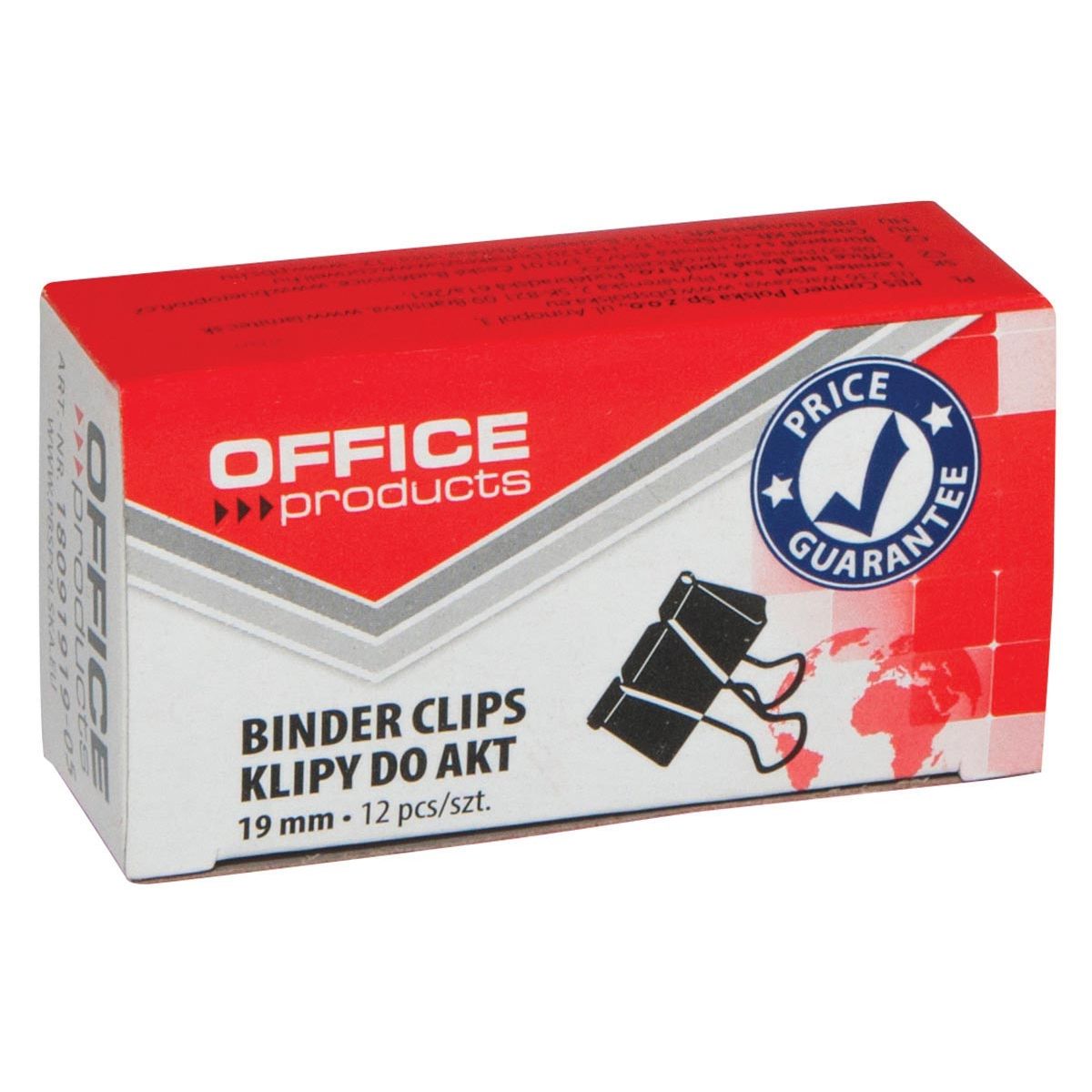 OFFICE-Produkte - Foldback-Clip, schwarz, 19 mm, Karton à 12 Stück