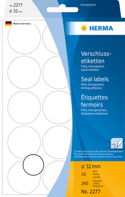 HERMA - Etikett 2277 rund 32mm transparent 240 Stück