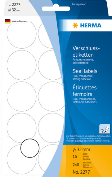 HERMA - Etikett 2277 rund 32mm transparent 240 Stück