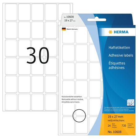 HERMA - Etikett 10608 19x27mm ablösbare weiße 720 Etiketten