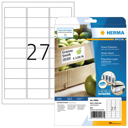 HERMA - Label Power 10903 63,5x29,6mm weiß 675 Stück
