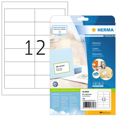 HERMA - Etikett 8628 97x42,3mm premium weiß 120 Stück
