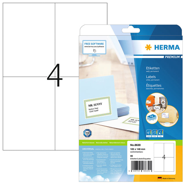 HERMA - Etikett 8630 105x148mm premium weiß 40 Stück