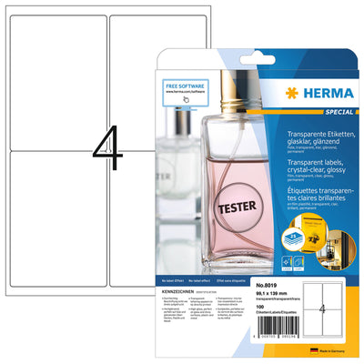HERMA - Etikett 8019 99,1x139mm transparent 100 Etiketten