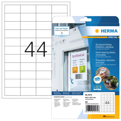 HERMA - Etikett 4572 48,3x25,4mm Folie weiß 880 Etiketten