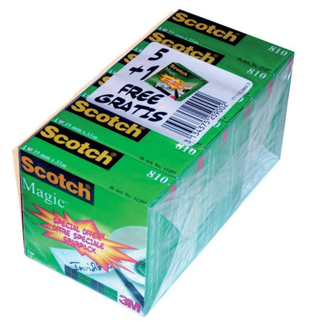 Scotch - Klebeband Magic e ft 19 mm x 33 m, Packung mit 6 Rollen