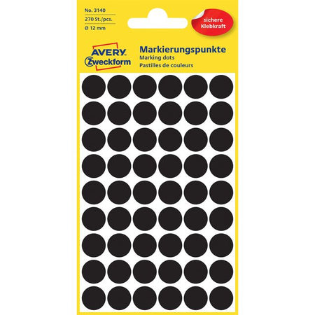 Avery Zweckform - Etikett Zweckform 3140 rund 12 mm schwarz 270 Etiketten