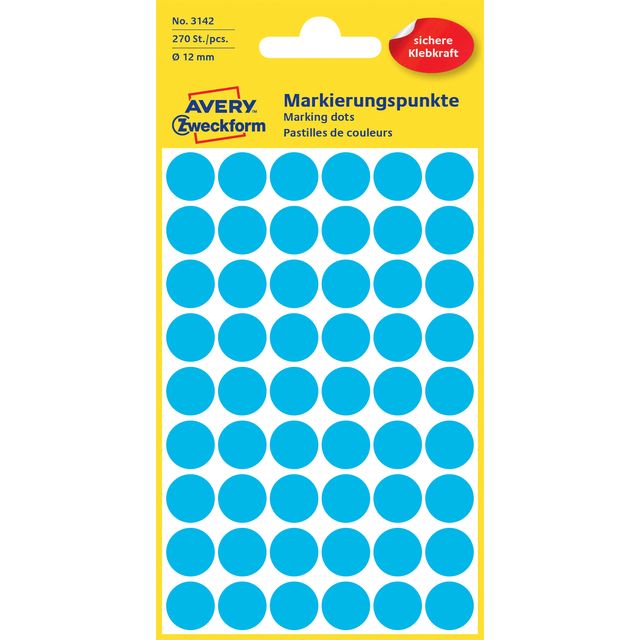 Avery Zweckform - Etikett Zweckform 3142 rund 12mm blau 270 Stück