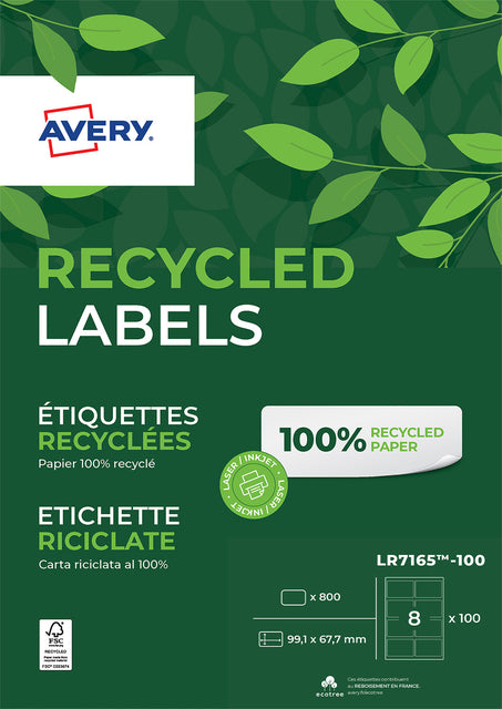Label Avery LR7165-100 99.1x67.7 mm blanc recyclé 800 pièces