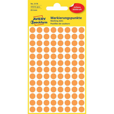 Avery Zweckform - Etikett Zweckform 3178 rund 8mm orange 416 Etiketten | 10 Stück
