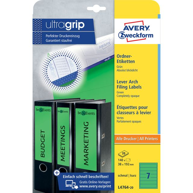 Avery Zweckform - Rückenetikett Zweckform schmal 38x192mm selbstklebend grün
