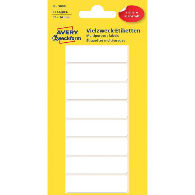 Avery Zweckform - Etikett Zweckform 3086 50x14mm weiß 64 Etiketten