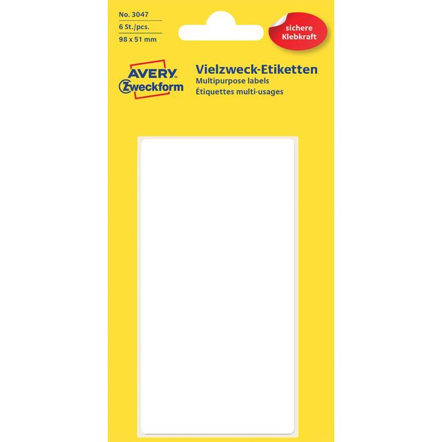 Avery Zweckform - Etikett Zweckform 3047 98x51mm weiß 6 Etiketten | 10 Stück