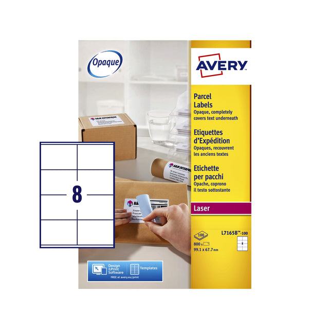 Avery -L7165B -100 Blockout Self -Adhäsive -Etiketten Quickpeel, FT 99,1 x 67,7 mm (B x H), 800 Beschriftungen