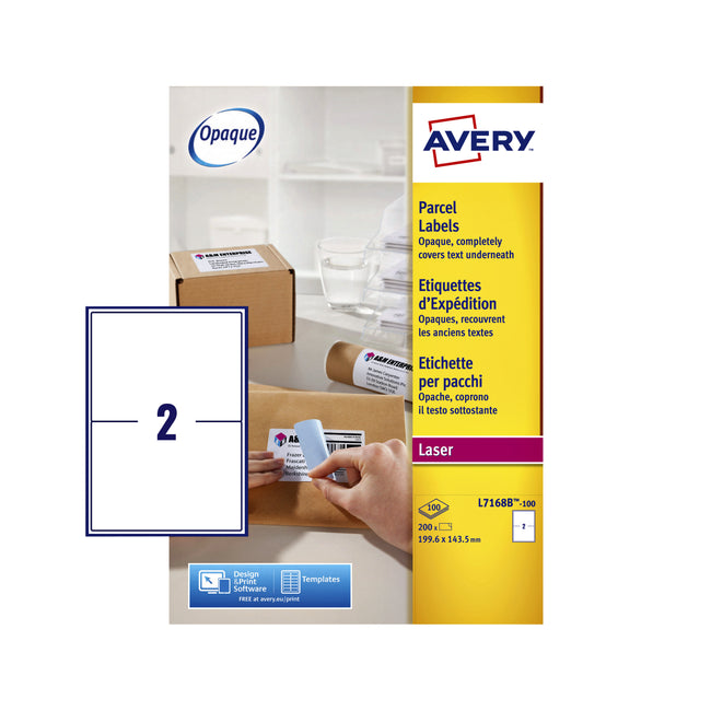 Avery – Etikett L7168B-100, 199,6 x 143,5 mm, Blockout, 200 Etiketten