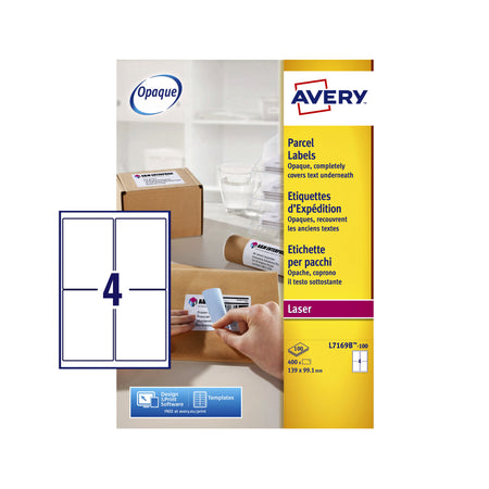 Avery - Etikett L7169B-100 99,1 x 139 mm Blockout 400 Etiketten | 5 Stück