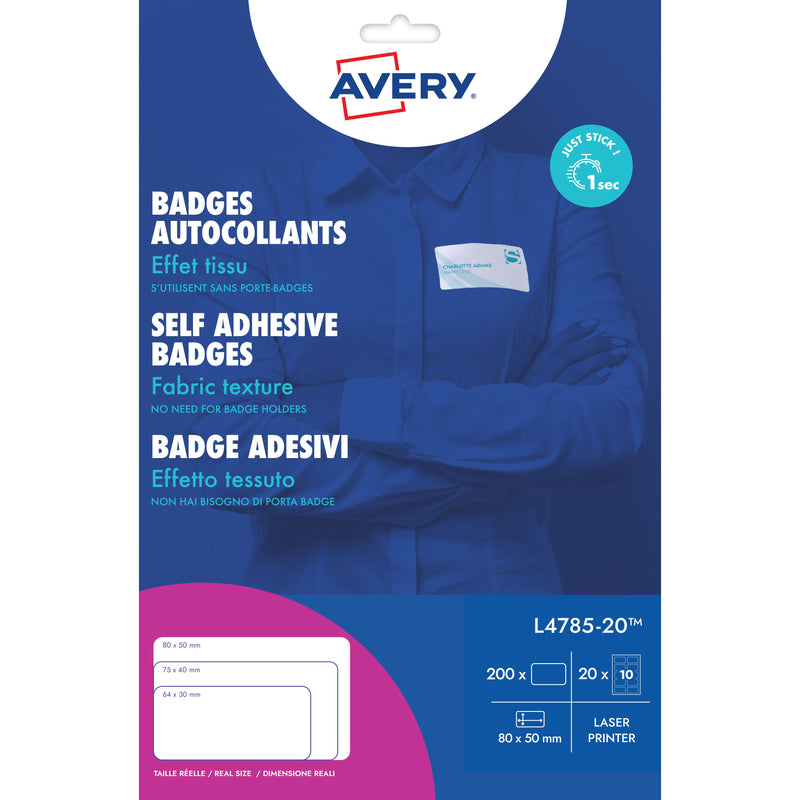 Avery - Namensschild-Etikett L4785-20 80x50mm 200 Etiketten | 5 Stück