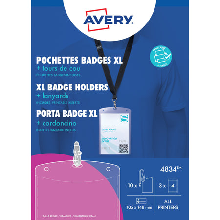 Avery - Badge 4834 A6 Hülle + Einsteckkarten 10 Stück
