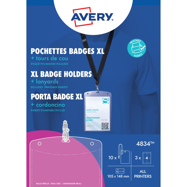 Avery - Badge 4834 A6 Hülle + Einsteckkarten 10 Stück