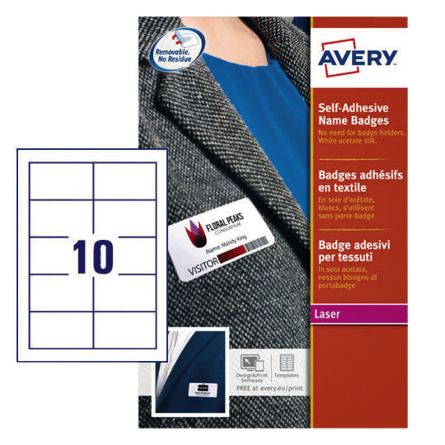 Name Badge Label Avery L4787-20 80x50mm Blau Frame 200 Stück