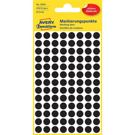 Avery Zweckform - Etikett Zweckform 3009 rund 8mm schwarz 416 Etiketten | 10 Stück