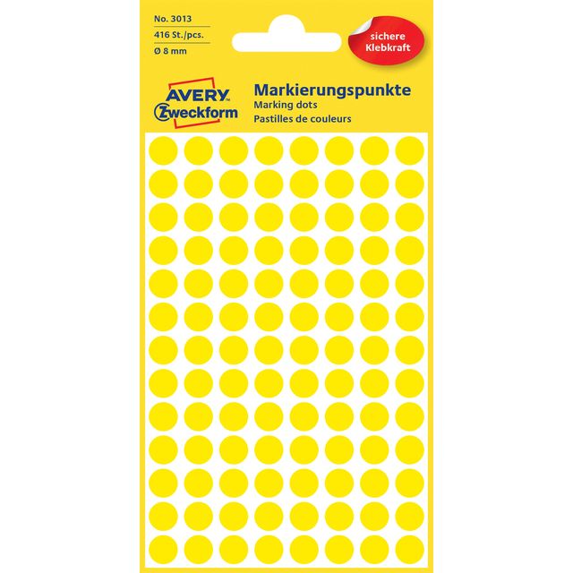 Avery Zweckform - Etikett Zweckform 3013 rund 8 mm gelb 416 Etiketten