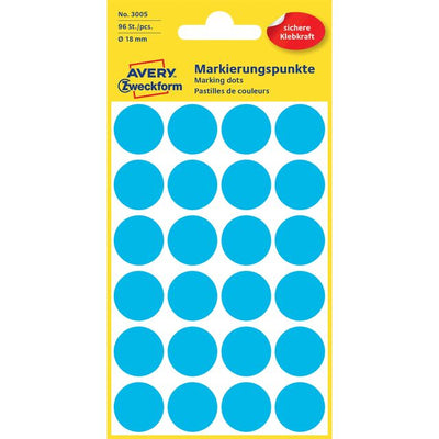 Avery Zweckform - Etikett Zweckform 3005 rund 18 mm blau 96 Etiketten