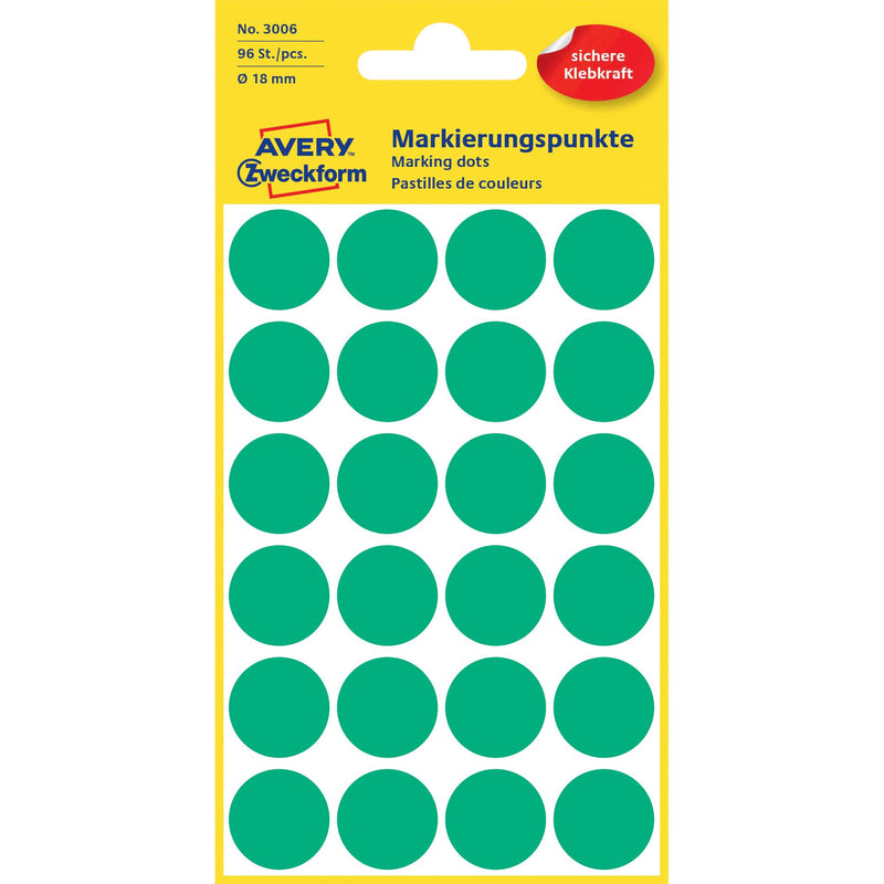 Avery Zweckform - Etiketten Zweckform 3006 rund 18mm grün 96 Stück