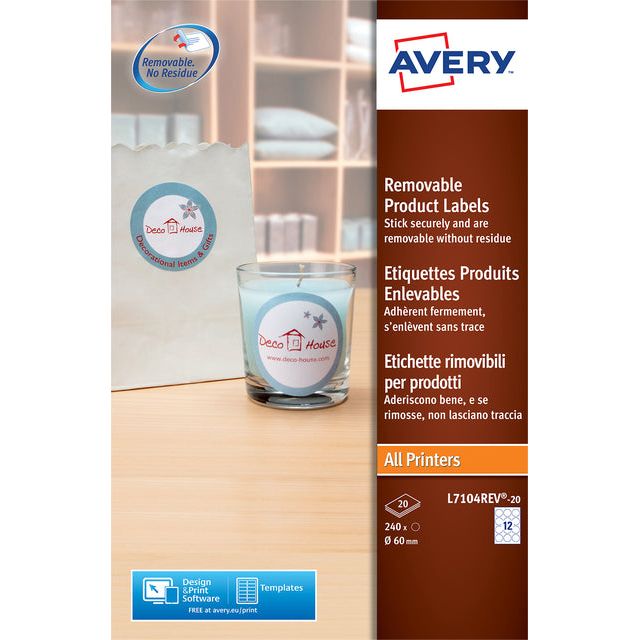 Avery - Beschriftung Avery L7104Rev -20 60 mm weiß 240 Stück