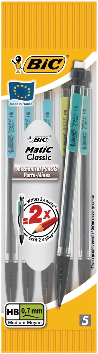 Bic - Druckbleistift Matic Original HB 0,7 mm, sortierter Beutel mit 5 Stück