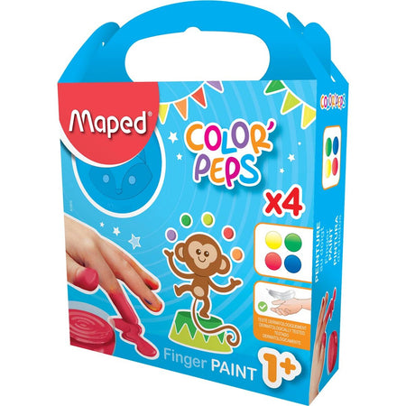 Maped - Fingerfarbe Color'Peps Early Age, Schachtel mit 4 Gläsern à 80 ml in verschiedenen Farben