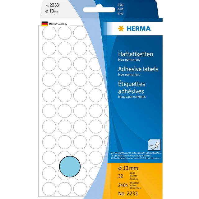 HERMA - Etikett 2233 rund 13mm blau 2464 Stück