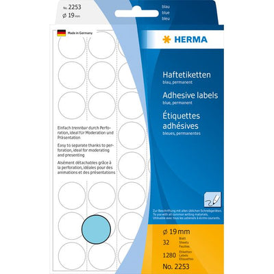 HERMA - Etikett 2253 rund 19mm blau 1280 Stück