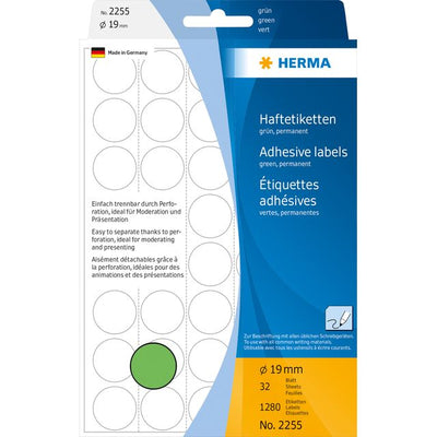HERMA - Etikett 2255 rund 19mm grün 1280 Stück