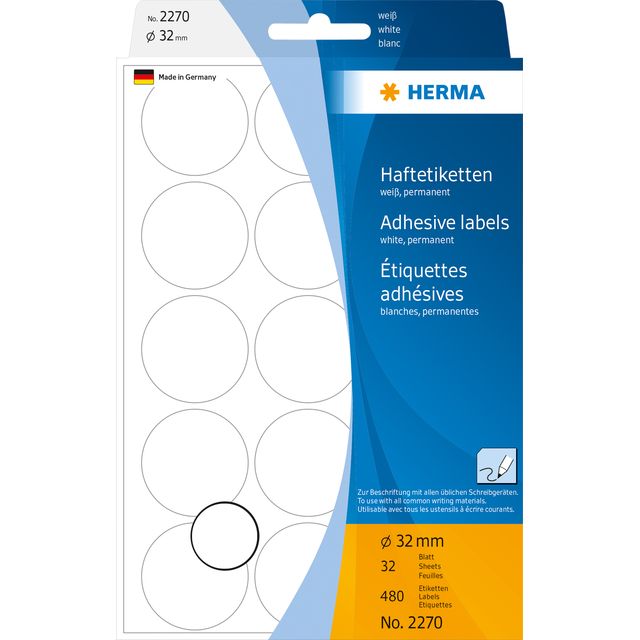 HERMA - Etikett 2270 rund 32mm weiß 480 Stück