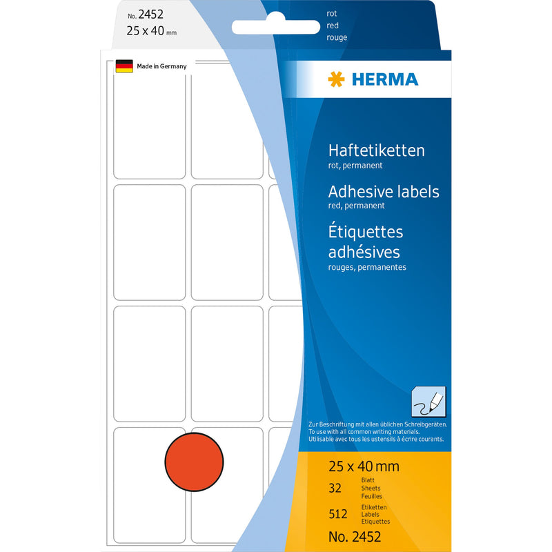 HERMA - Etikett 2452 25x40mm rot 512 Stück