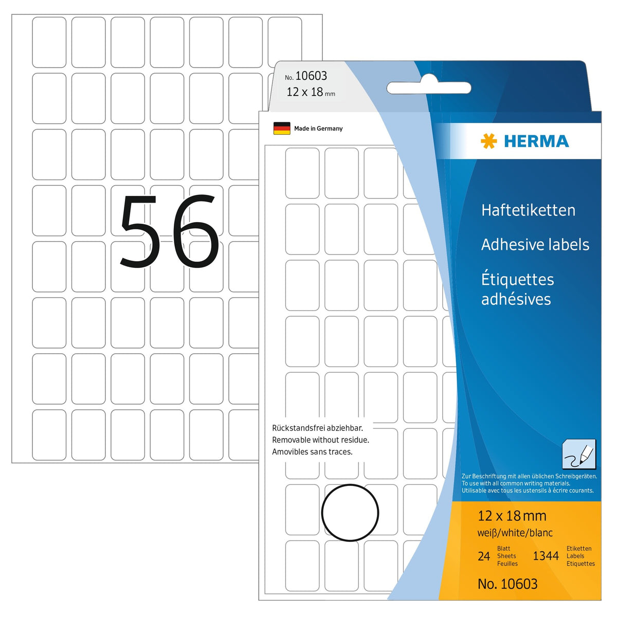 HERMA - Etikett 10603 12x18mm ablösbare 1344 Etiketten