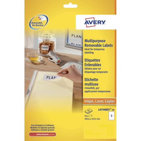Avery - Etikett L4734REV-25 199,3 x 143,5 mm weiß 50 Etiketten