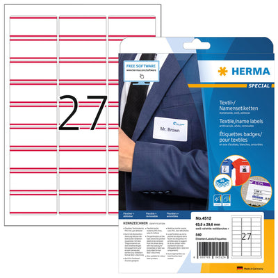 HERMA - Namensschild-Etikett 4512 63,5x29,6mm weiß/rot