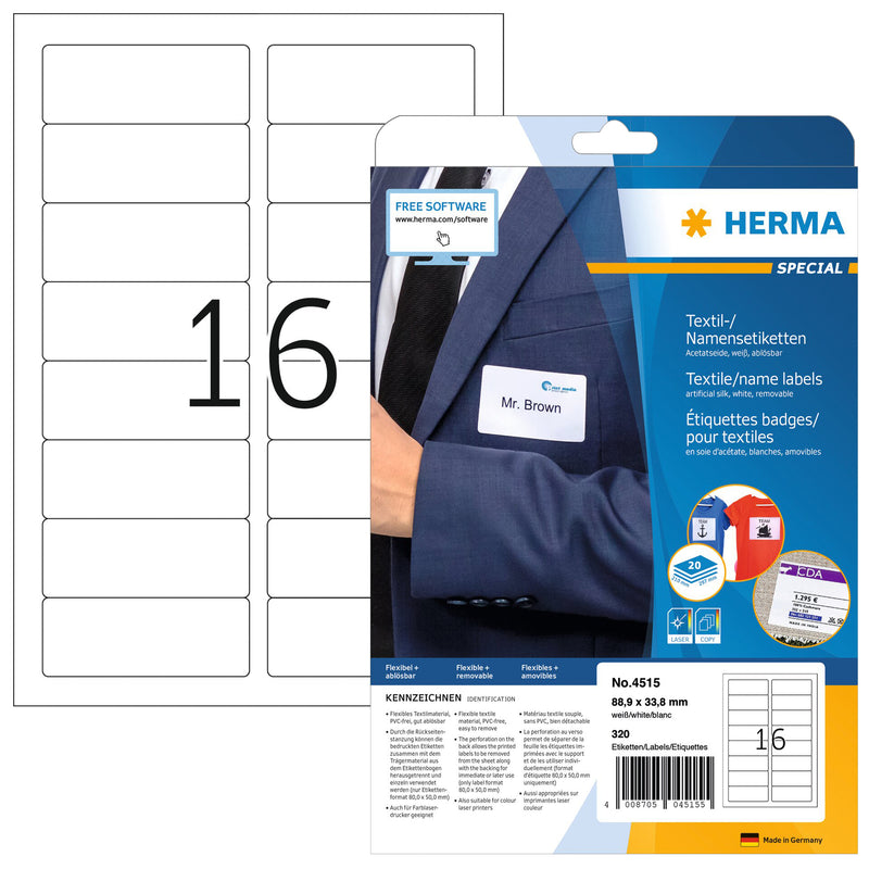 HERMA - Namensschild-Etikett 4515 88,9x33,8mm weiß